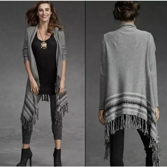 Cabi Style 974 Prairie Wrap Open Front Cardigan Sweater With Fringe S - Picture 1 of 5